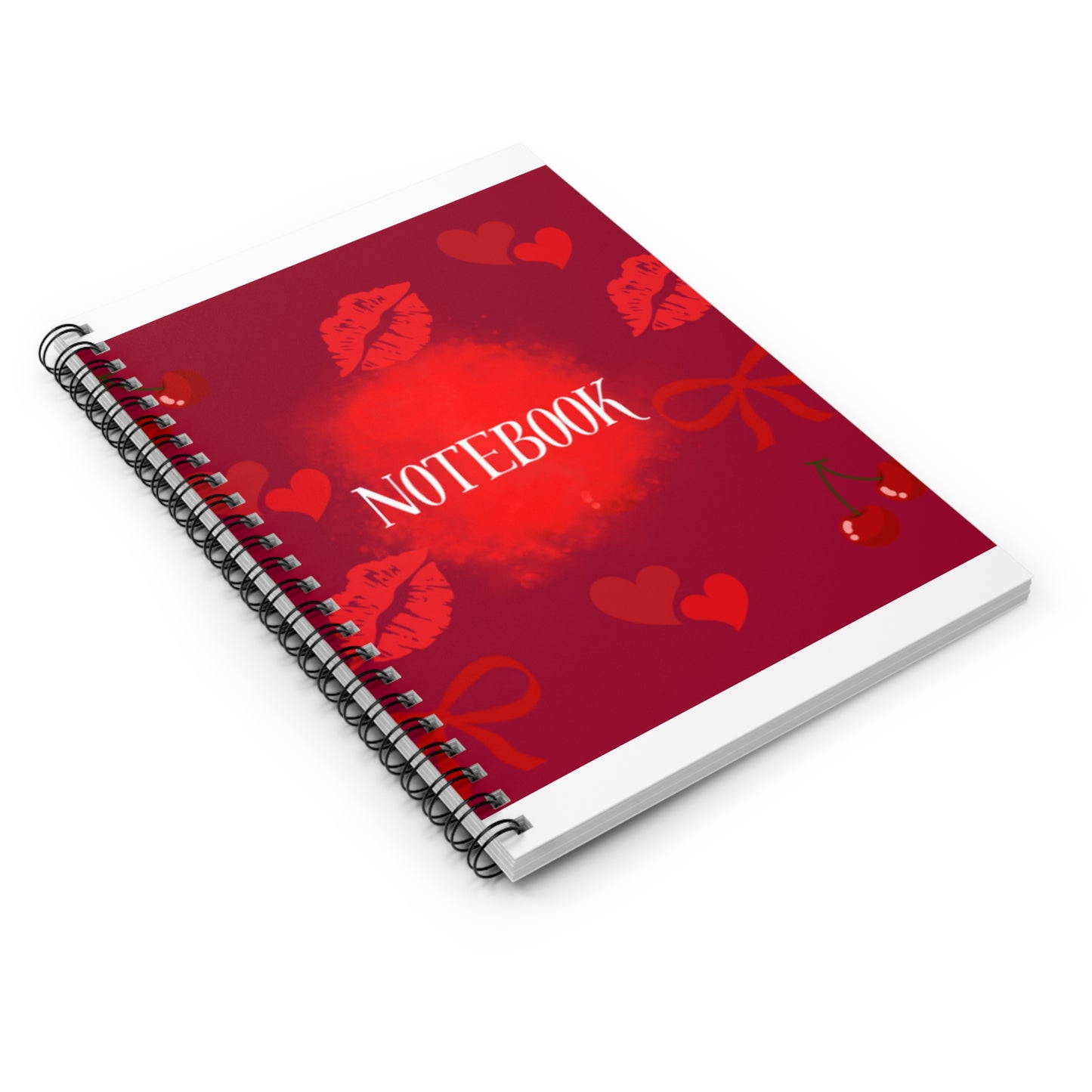 Romantic Spiral Notebook - Kiss & Heart Design