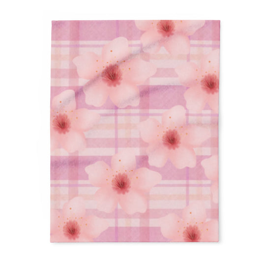 Floral Arctic Fleece Blanket – Cozy Pink Blossom Throw