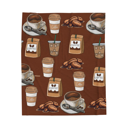 Cozy Coffee Lover's Velveteen Plush Blanket