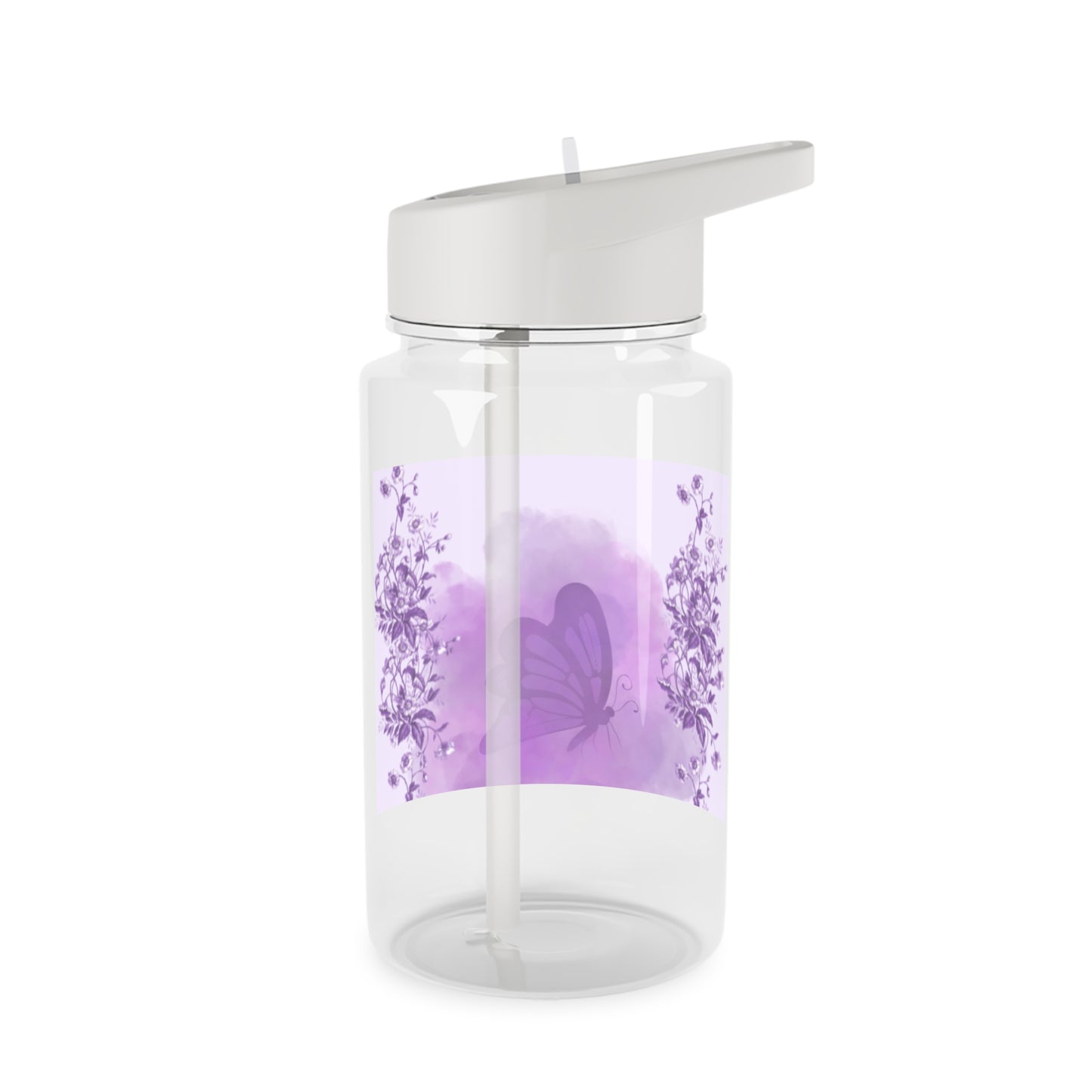 Elegant Butterfly Tritan Water Bottle - Floral Design for Hydration on the Go