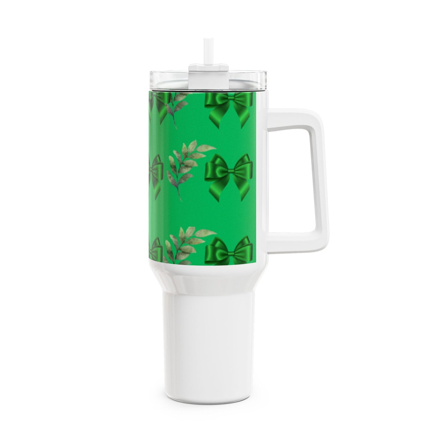 Festive Green Bow 40oz Tumbler - Perfect Holiday Gift & Celebration Drinkware