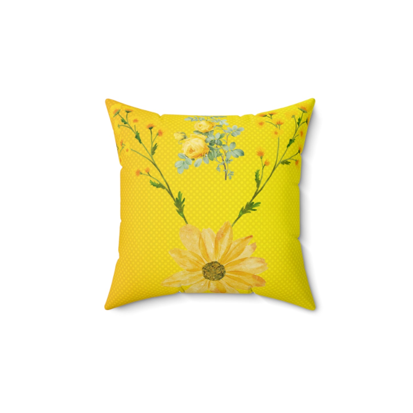 Bright Floral Square Pillow - Vibrant Yellow Blossom Decor