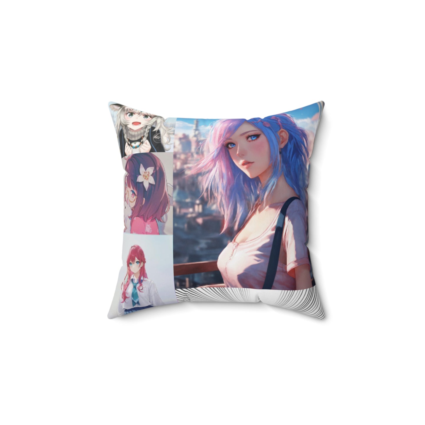 Anime-Inspired Spun Polyester Square Pillow - Decorative Throw Cushion for Fans