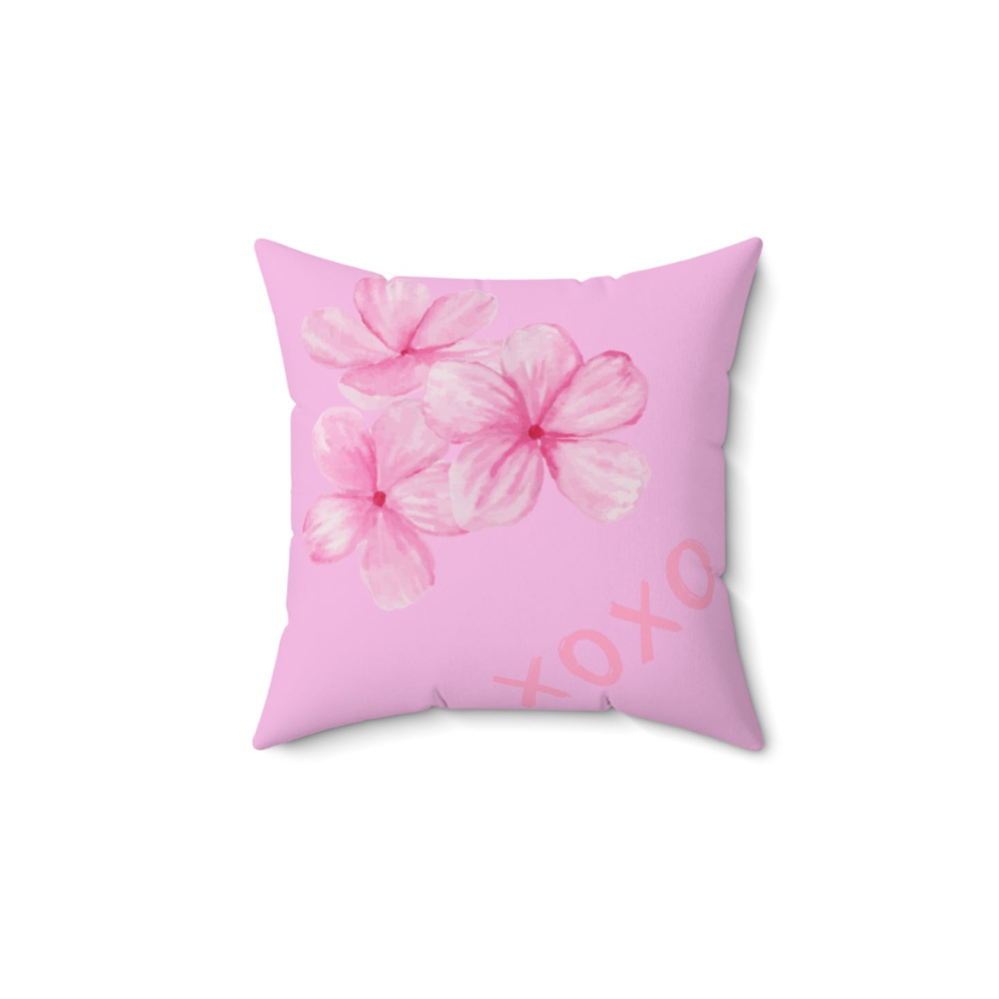 Floral XOXO Throw Pillow - Pink Blossom Decorative Cushion