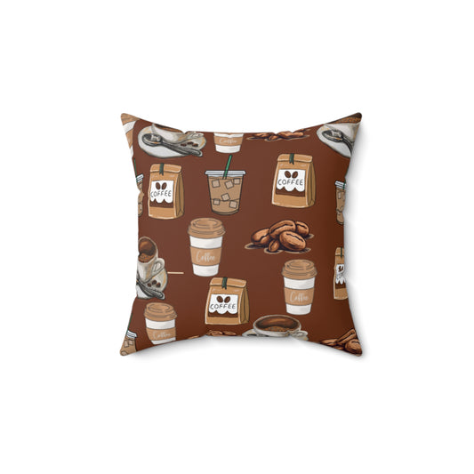 Coffee Lover's Spun Polyester Square Pillow - Cozy Home Decor for Coffee Enthusiasts