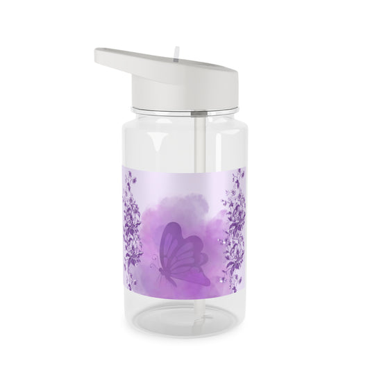 Elegant Butterfly Tritan Water Bottle - Floral Design for Hydration on the Go