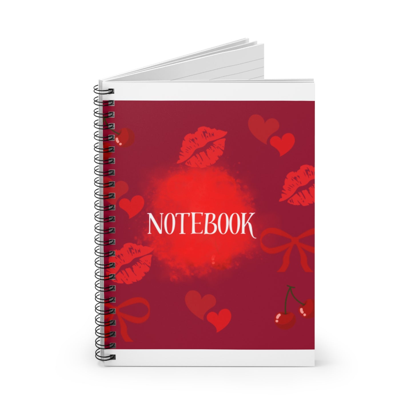 Romantic Spiral Notebook - Kiss & Heart Design