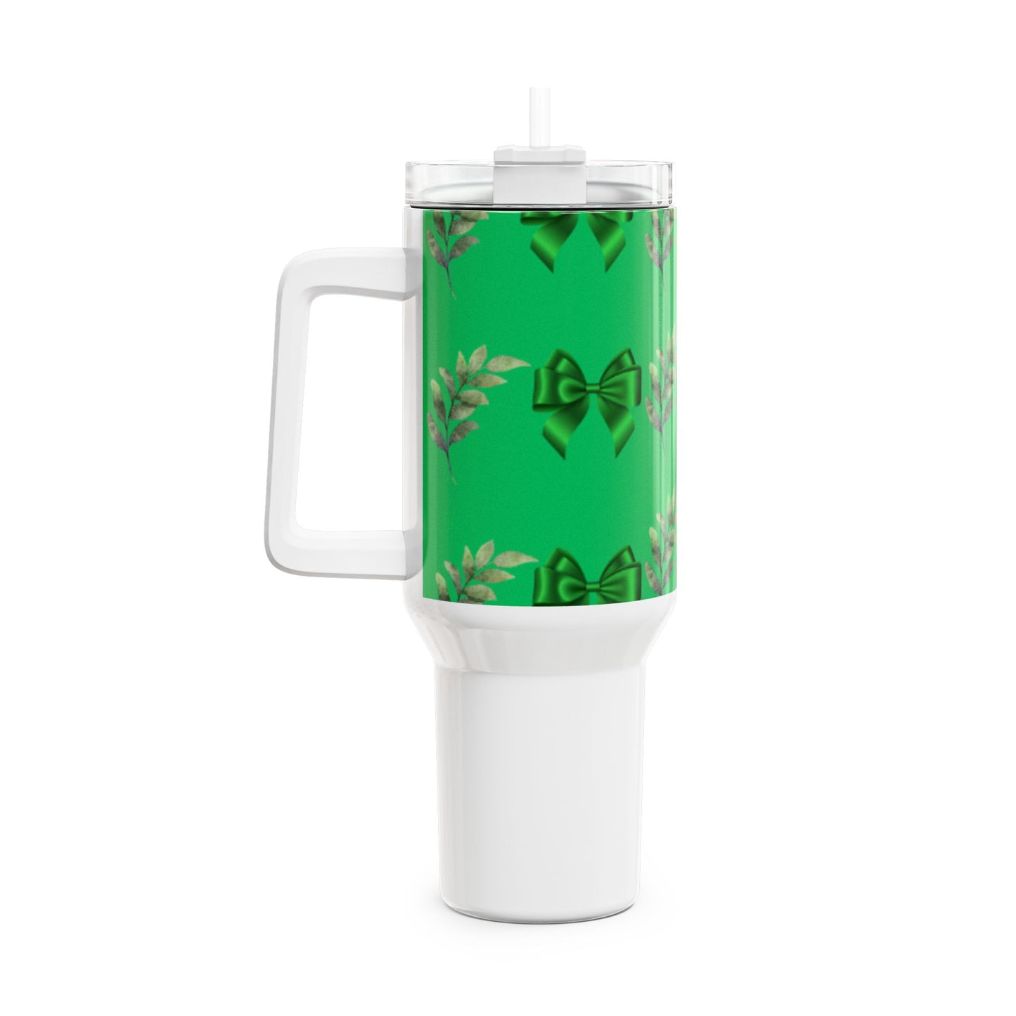 Festive Green Bow 40oz Tumbler - Perfect Holiday Gift & Celebration Drinkware