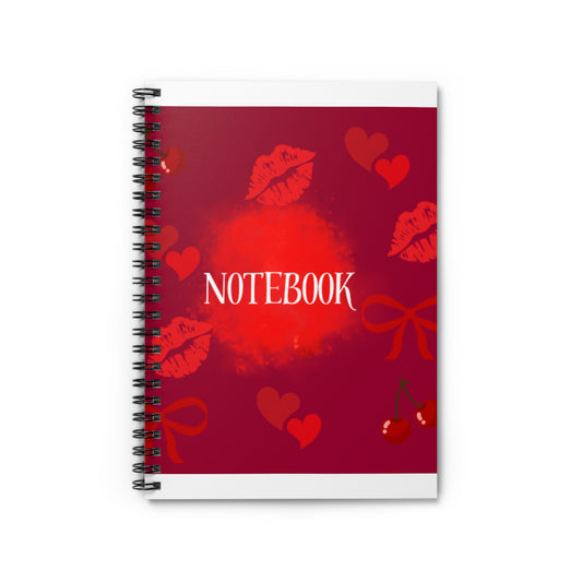 Romantic Spiral Notebook - Kiss & Heart Design